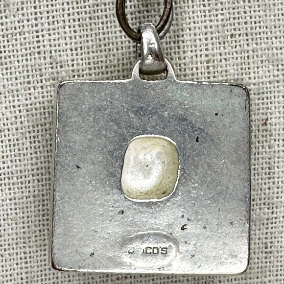 Chico's Double Strand Cord Square Striped Silver Tone Pendant ✨ - Picture 5 of 15